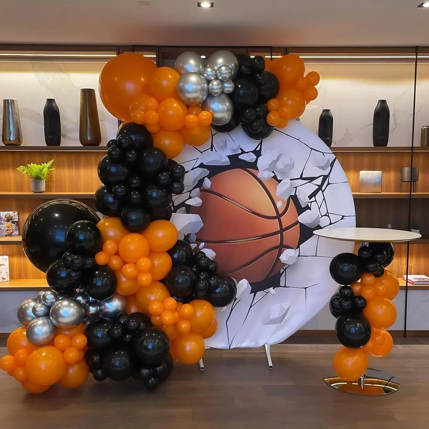 134pcs Orange and Black Balloons Arch Garland Kit for Graduation,  Birthday Party, Harley Davidson Decorations