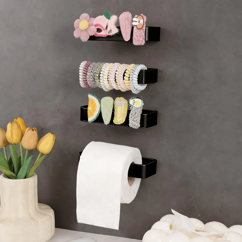 1pc Self-Adhesive Towel Rack Wall Mounted Bathroom Items Bathroom Towels Holder Hanger Without Punching Toilet Paper Holder