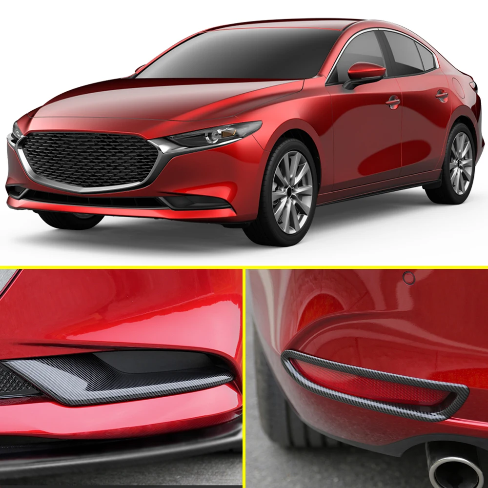 

For 2019-2026 Mazda 3 Sedan Mazda3 BP Car Styling ABS Carbon Fiber Front Rear Fog Lamp Decorative Light Cover Sitcker Trims