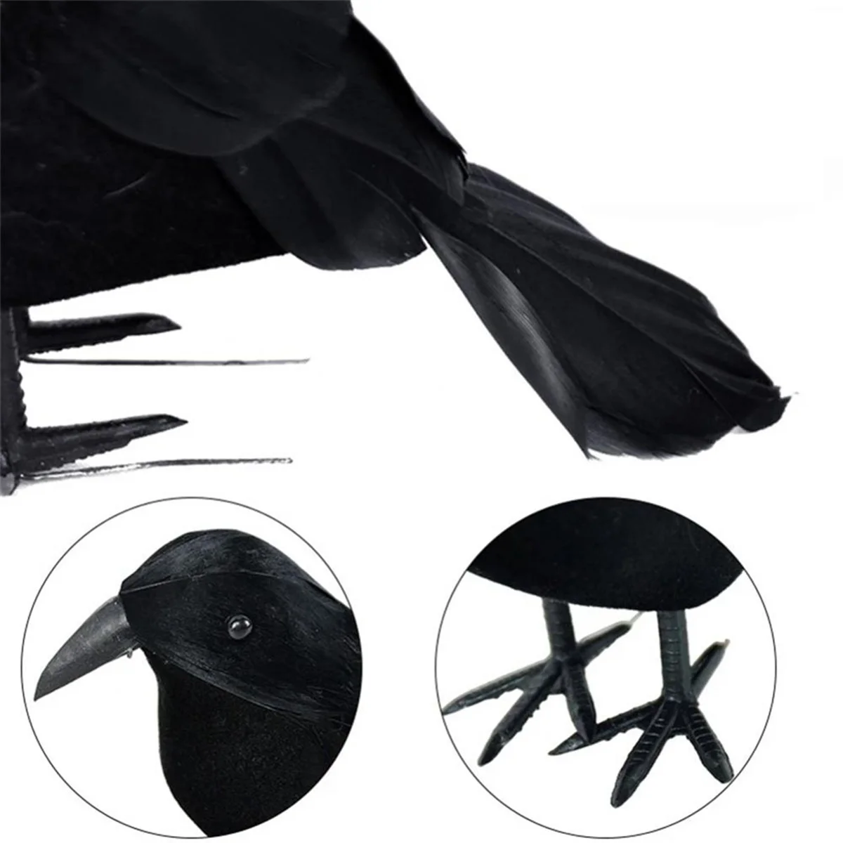 9PCS Small Simulation Bird Realistic Halloween Black Crow Model Home Decoration Animal Scary Toys Eye-Catching