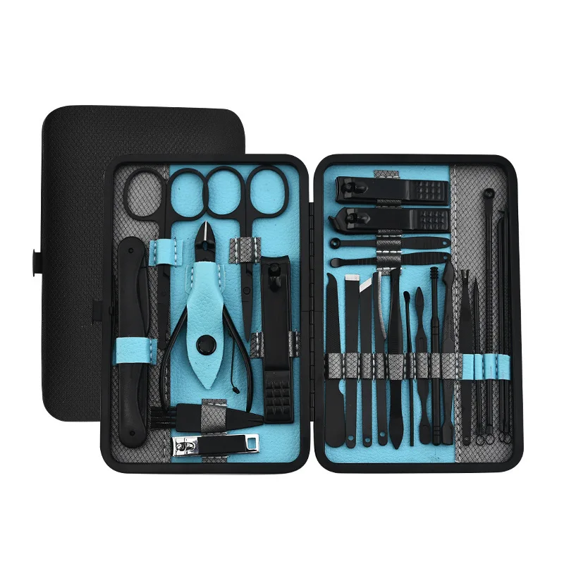 Professional Manicure Set with Portable Case, Nail Clippers, Full Function Kit, High-Quality Steel Pedicure Sets,10, 25 Pcs