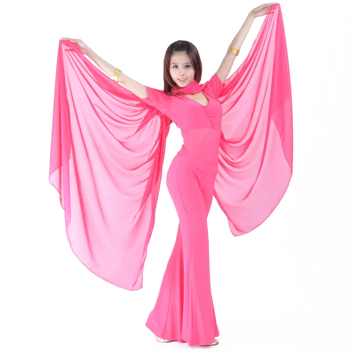 Chiffon performance dance pure color light texture veil shawl women's scarf clothing accessories belly dance veil 250cmx120cm