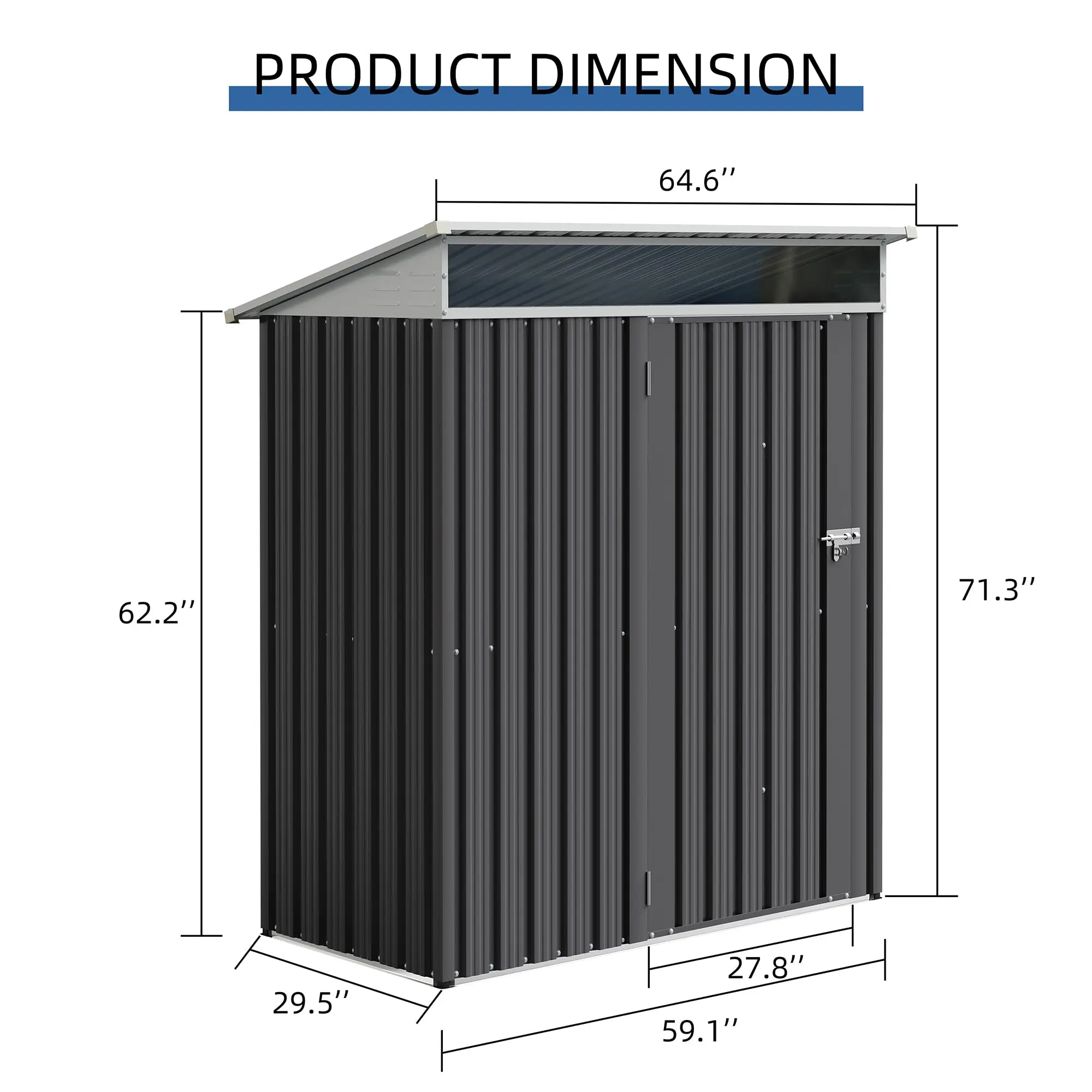 JY QAQA 5x3 FT Outdoor Garden Storage Shed, Waterproof Metal Garden Sheds with Window and Lockable Double Door, Weather