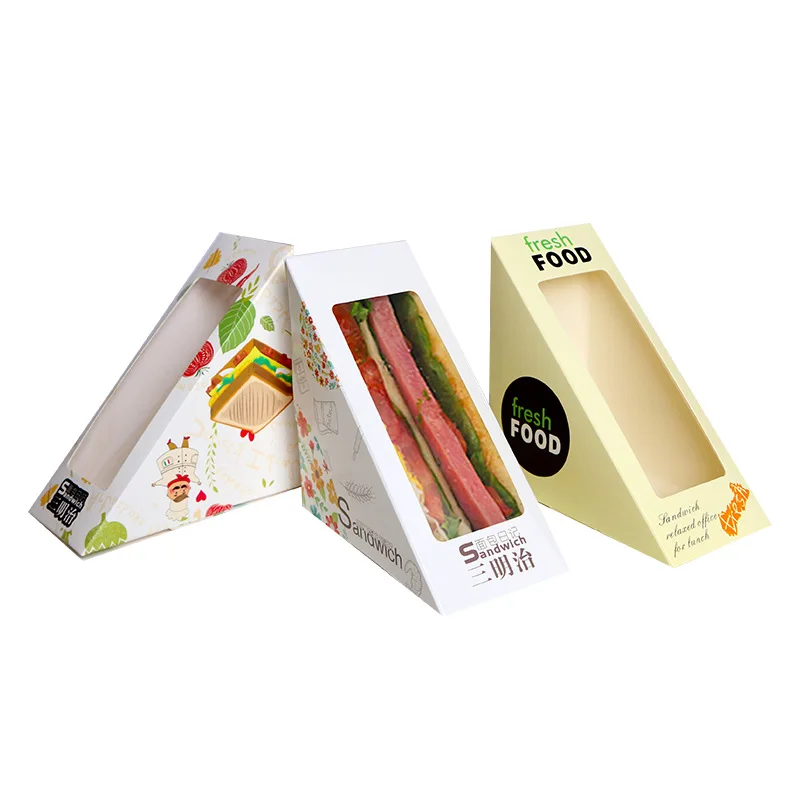 Customized productCustom Disposable Kraft Sandwich Box Paperboard Sandwich Wedge Packaging Boxes