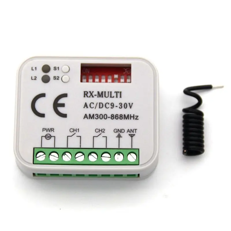 2X Universal 300-868 Mhz RX-Multi-Frequency Receiver Switch AC/DC 9-30V For Garage Door Command Gate Control Transmitter-[A22I S