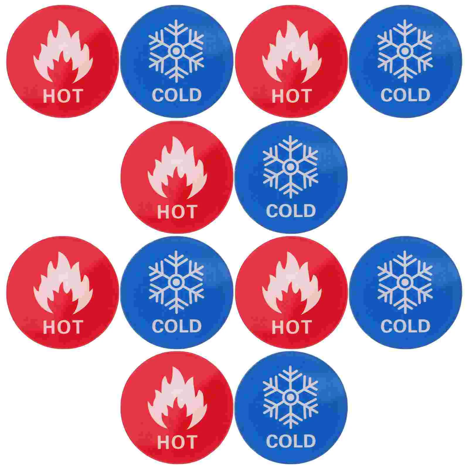 6 Pairs Hot and Cold Water Labels Kitchen Function Stickers Square Signs Bathtub for Shower Business Decor