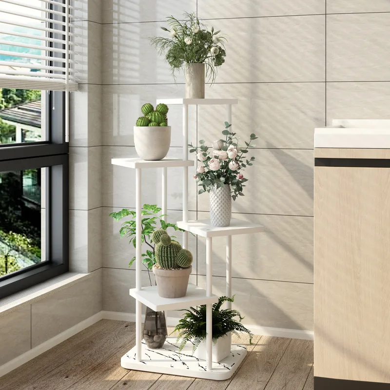 Nordic wrought iron living room multi-layer flower stand indoor home balcony decoration shelf simple wind hanger green dill