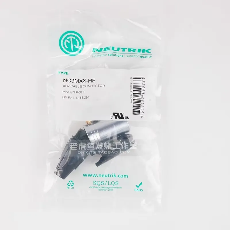 1 unidade Swiss Neutrik NC3MXX-HE veludo cromado XLR canhão plugue macho balanceado