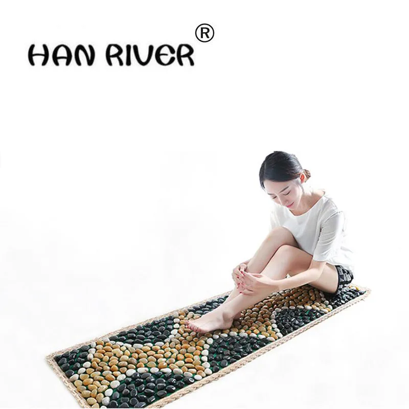 HANRIVER  150 * 40 cm natural pebbles pedicure foot massager go bai maji stone gravel road refers to linking piece carpet mat