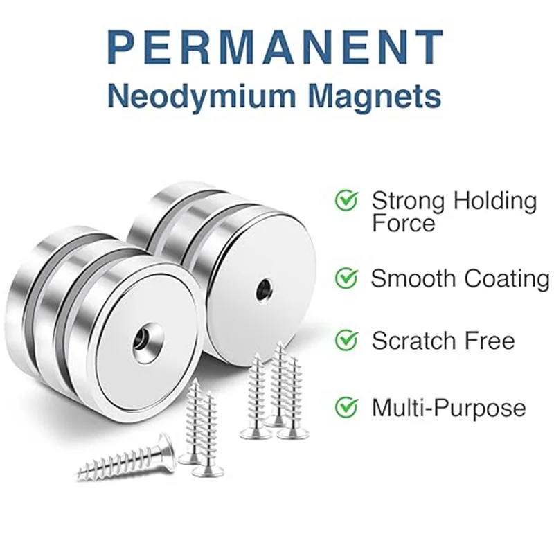 A16/A20/A25/A32 disc magnets with screw hole, ultra-strong grip, versatile for kitchen, workshop, notice boards, pantry storage
