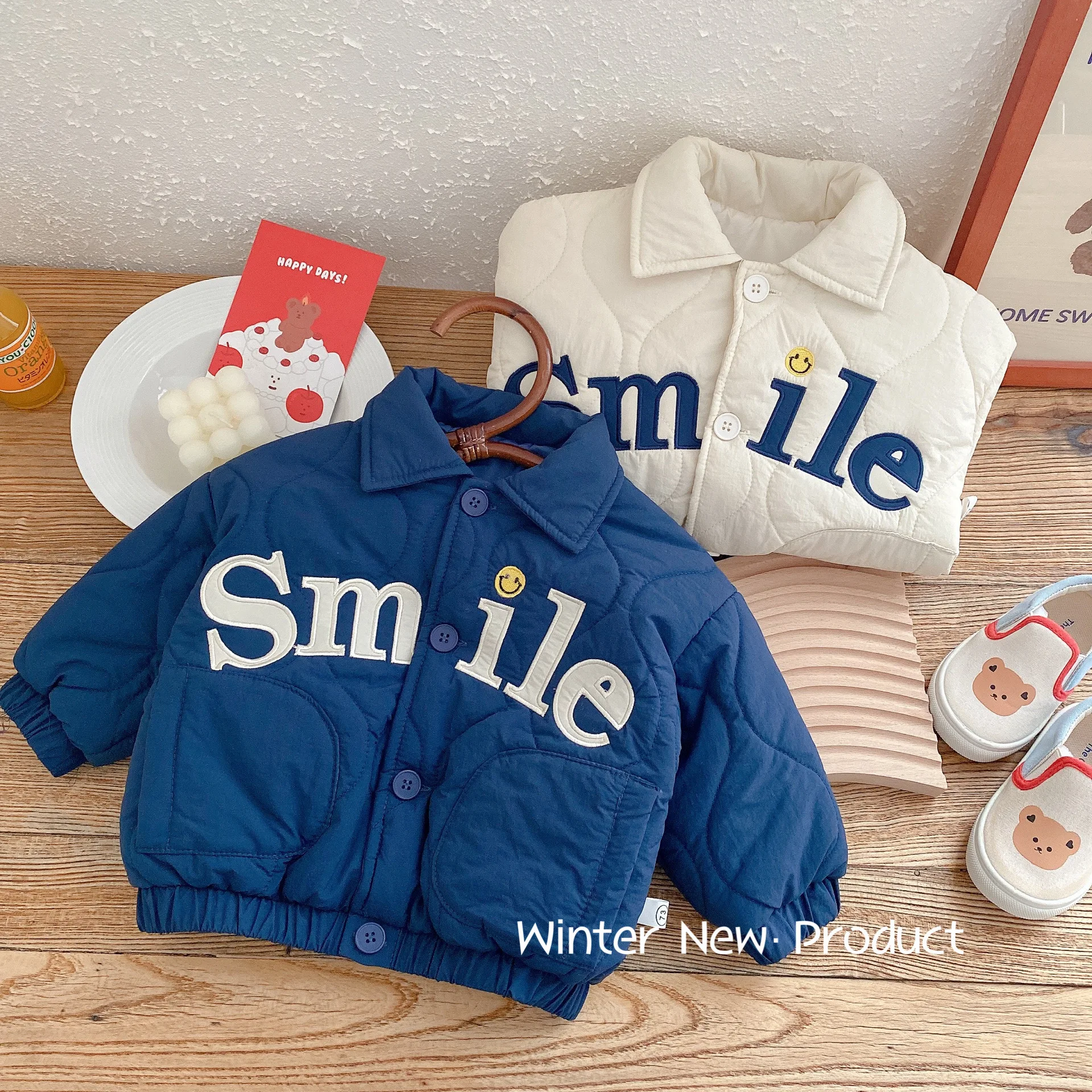 

Children's Letter Cotton Coat 6M-5Y Winter Boys' Fashionable Thick Coat Baby Clip Cotton Winter Clothes Cotton Coat