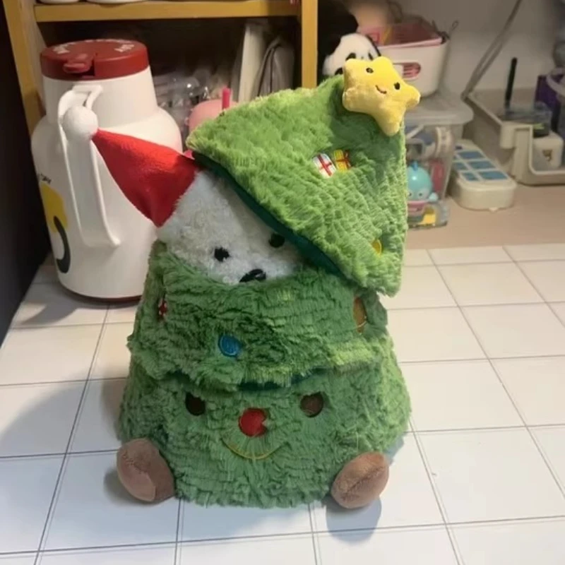 Puppy doll hiding in the Christmas tree soft plush toy Throw Pillow Home Decoration children birthday Christmas gifts