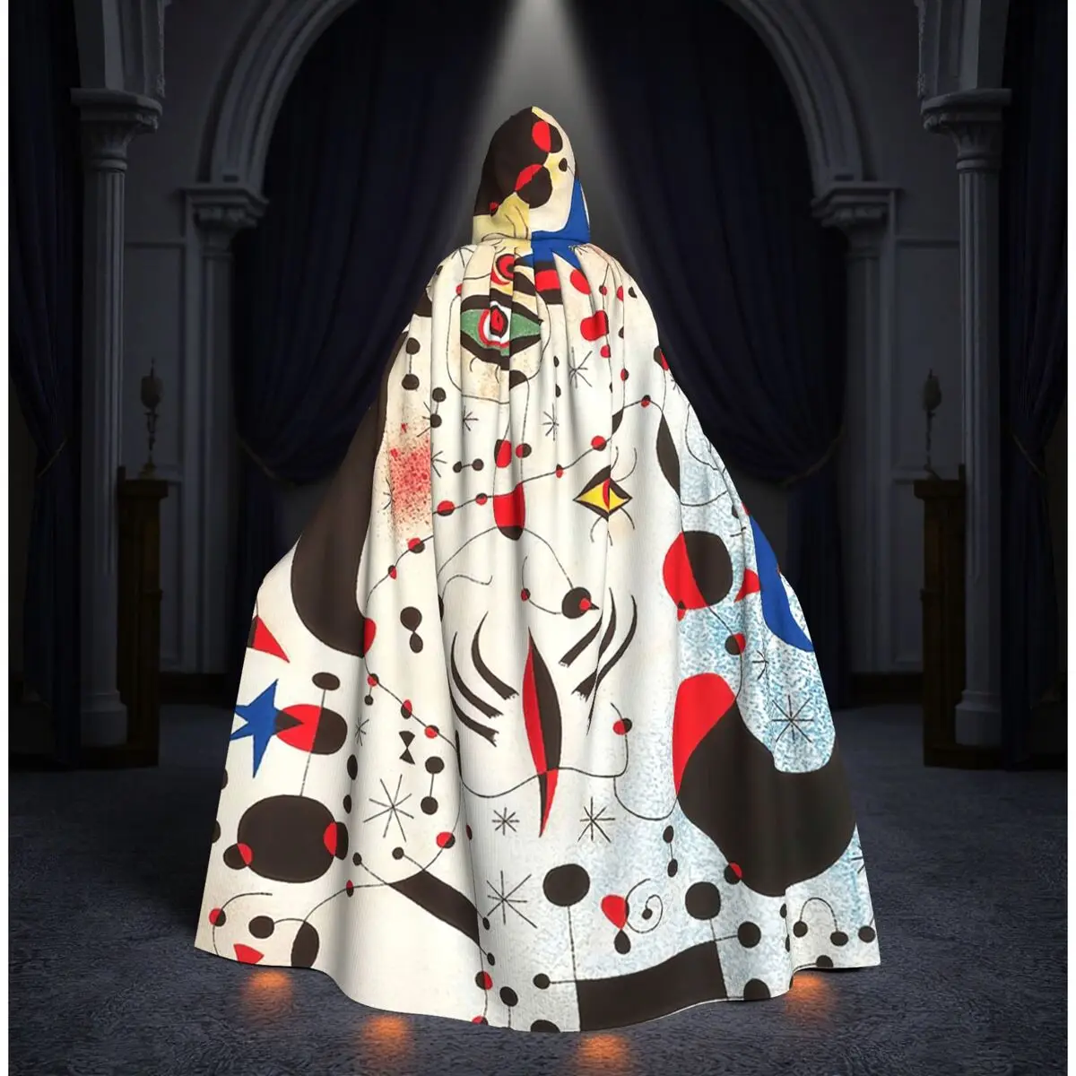 

Joan Miro 1 Long Hooded Cloak Witch Medieval Costume Cosplay Cape HalloweenParty Adult Unisex
