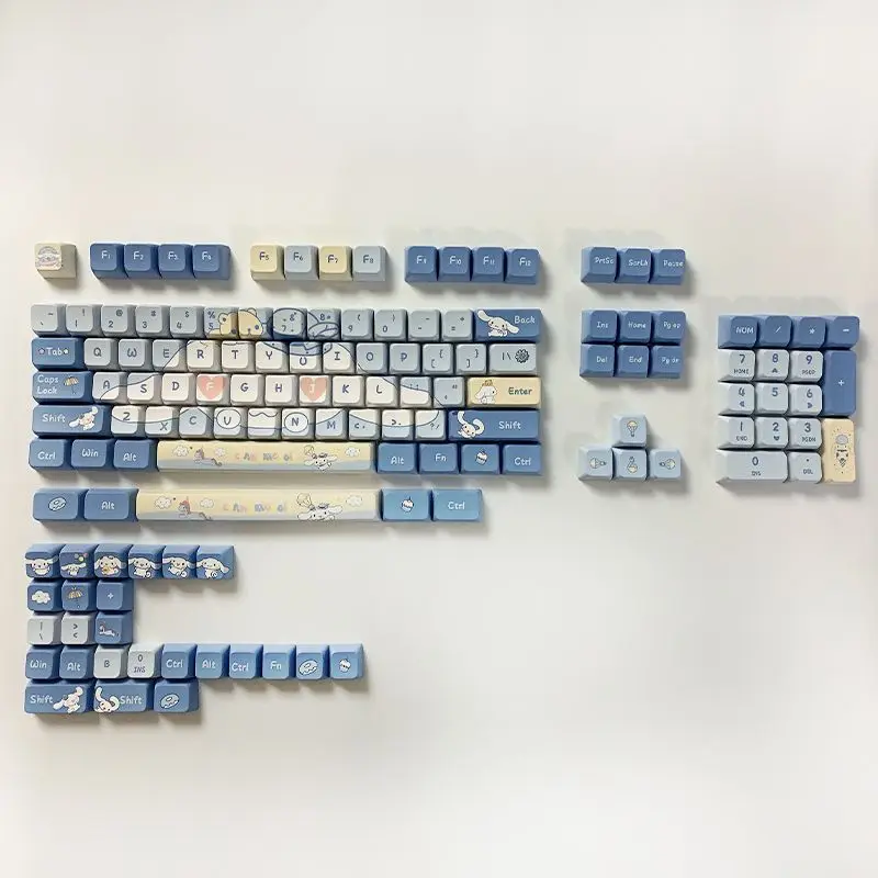 Sanrio Cinnamoroll Theme Keycap with Five Sides Heat Sublimation PBT Mechanical Keyboard Keycap Mda Height Full Set 137 Keys