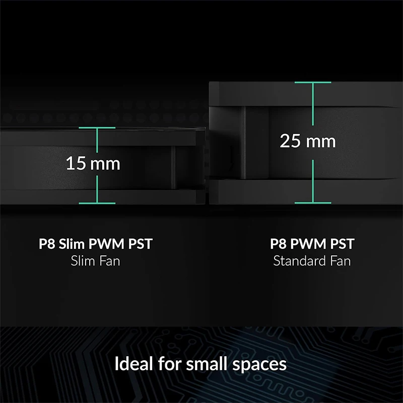 ARCTIC P8 Slim PWM PST Черный вентилятор 80 мм, оптимизированный давлением, с технологией совместного использования ШИМ (PST), Extra Slim - 15 мм, 300–3000 об/мин