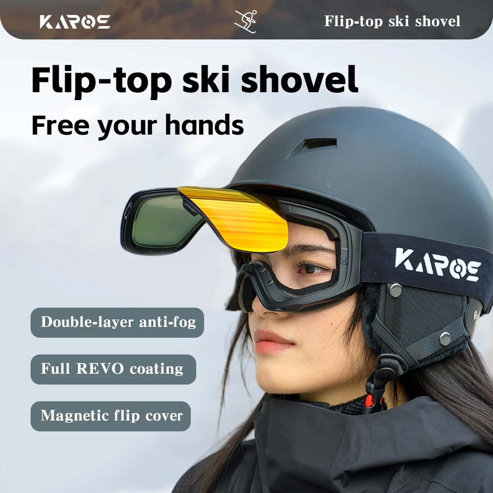 KAROS gafas de esquí abatibles de doble capa, gafas de esquí antiniebla polarizadas UV400, gafas de Snowboard para hombres y mujeres, deportes al aire libre de invierno
