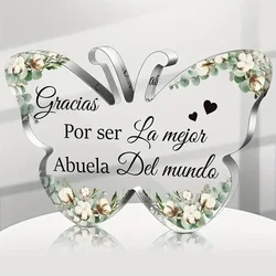 Spanish Christian Acrylic Gift for Women Religious Inspirational Gift with Butterfly Shape Bible Verse Desk Decor Bible Verse