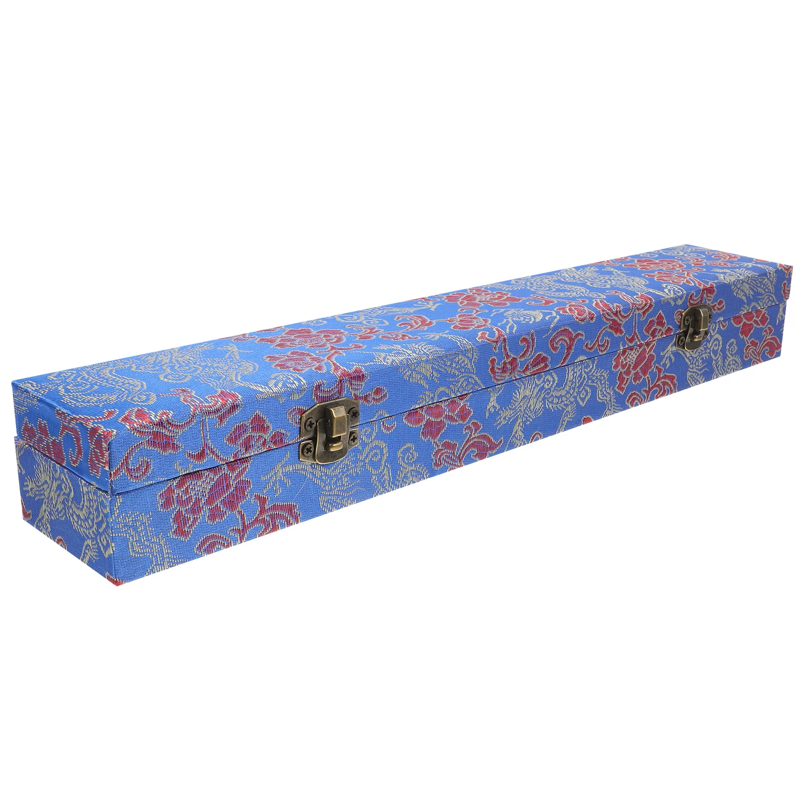 

Premium Chinese Style Fan Storage Box Alloy Clasp Closure Embroidered Decoration Folding Fan Holder for Personal Use and Gifting