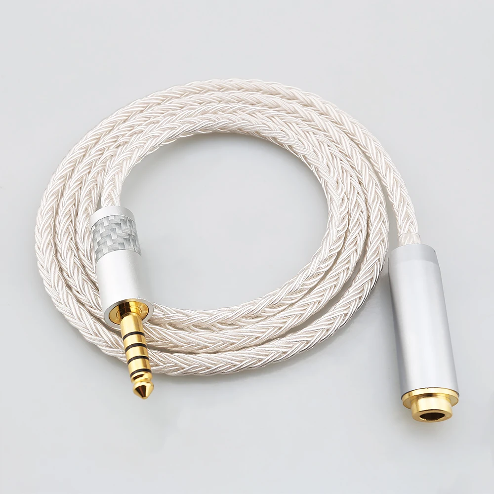 HIFI 16 Core 7N OCC Cable de extensión de auriculares Chapado en plata xlr 2,5mm 3,5mm 6,5mm 4,4mm macho a 4,4mm hembra