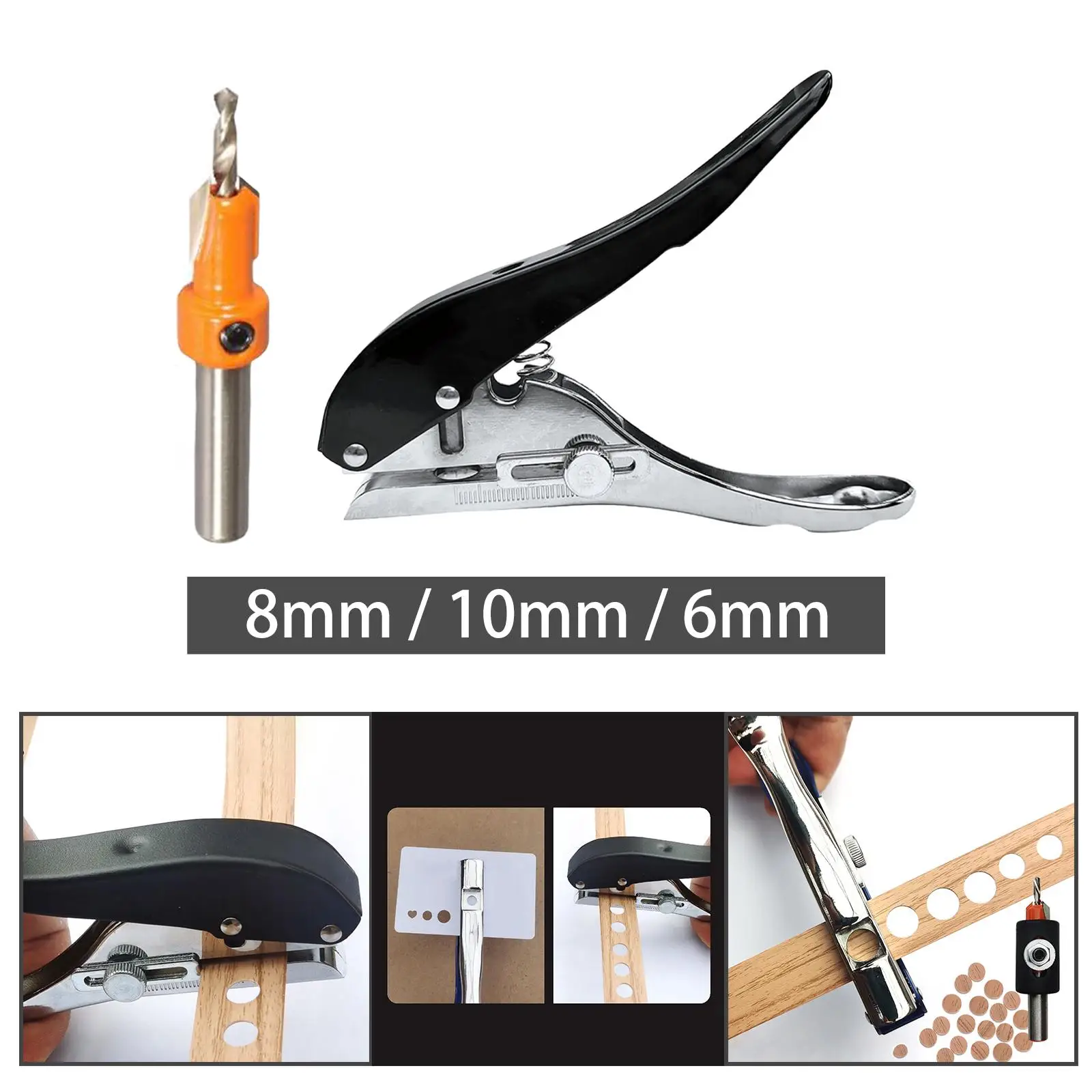 Portable Punching Pliers Hole Punch Countersink Drill Bit for Paper Banding Badge Tag