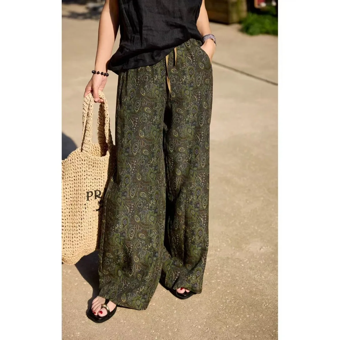 High Waist Wide Leg Cotton Linen Casual Pants Women's plus Size Vintage Summer New Style Harlan Straight Leg Trousers