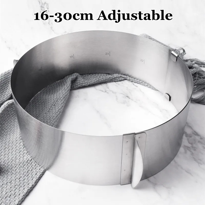 

16-30cm Adjustable Size Round Shape Mold Stainless Steel Chocolate Cookie Muffin Baking Tool Sponge Mousse Dessert Cake Decor