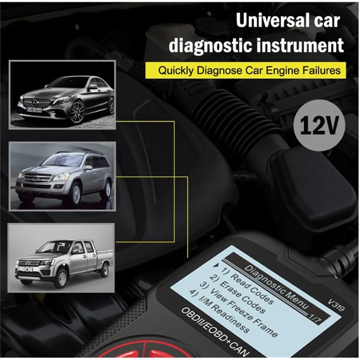 

Надежный ручной считыватель кодов V319Code Reader Инструмент для диагностики автомобильных неисправностей/автомобильный диагностический инструмент OBD2