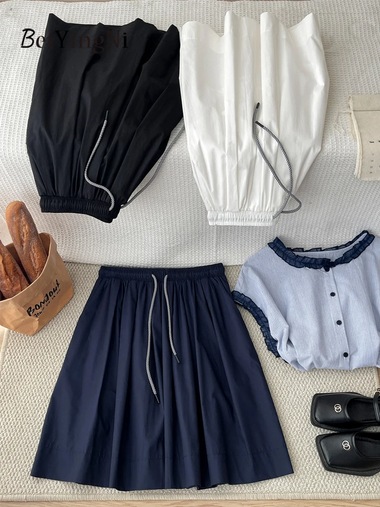 Beiyingni Japanese Korean Style Women Knee-length Skirts Leisure High Street Summer A-line Short Skirt Female Y2K Sports Skirts