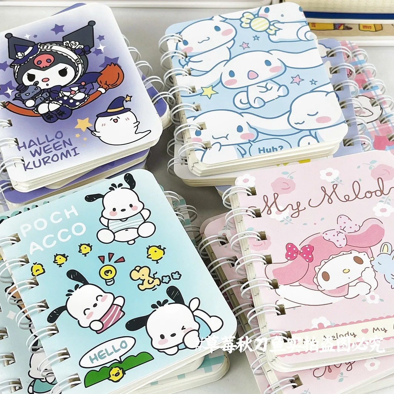 4PCS Creative Sanrio Kuromi Horizontal Grid Mini Pocket Coil Book A7 Hand Account Notepad Ins Cute Thickened Cinnamoroll Book