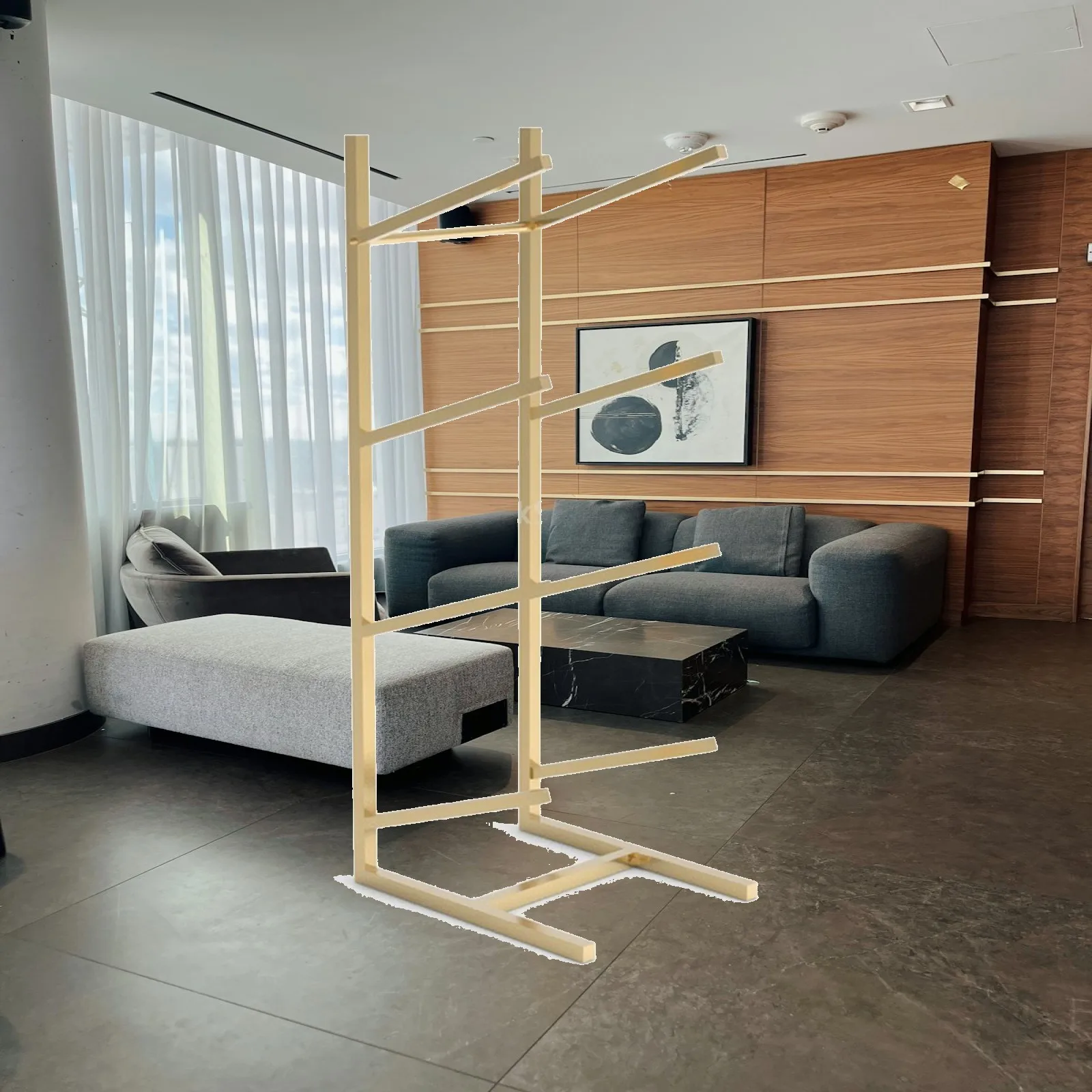 Four Tier Balance Ball Rack Freestanding Rectangular Base with Foot Pads for Home Workout