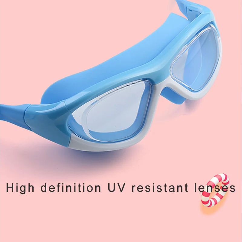High-definition kidsren's swimming goggles for boys and girls, anti-fog swimming goggles, large-frame goggles, comfortable silic image 4