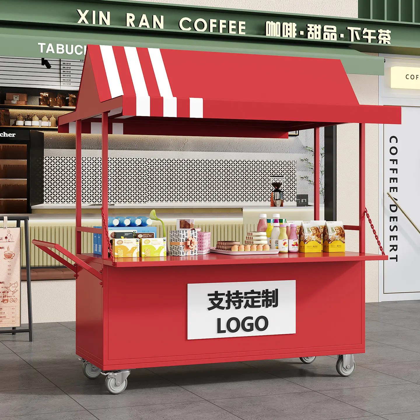 Outdoor Market Display Stand Mobile Booth Market Night Market Stall Shelf Float Promotional Display Table Stall Car