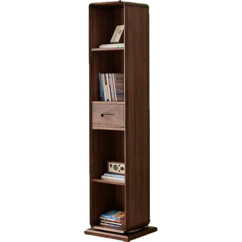 Nordic black walnut full-length mirror solid wood fitting mirror multi-functional cabinet mirror bookcase display rack