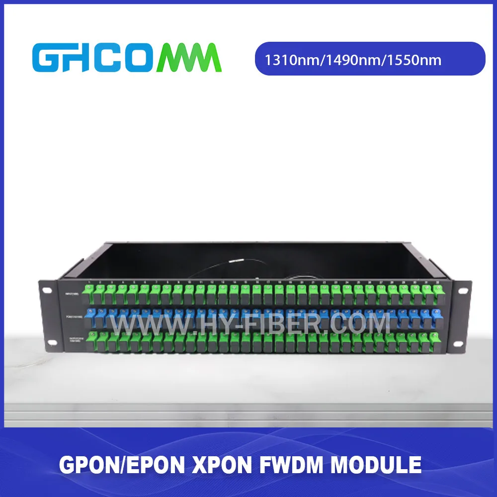 8 16 32 64 Port FWDM-Fiber Optical Wavelength Division Multiplexer, 1310, 1490, 1550nm, GPON, EPON In 19' Rack