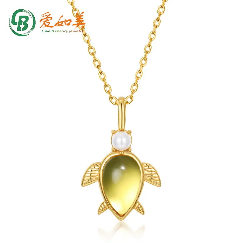 

Amber Turtle Pendant Turtle Fun Shape Small Animal 18K Gold PT950 Platinum Silver Plated 7-Layer Gold Pendant