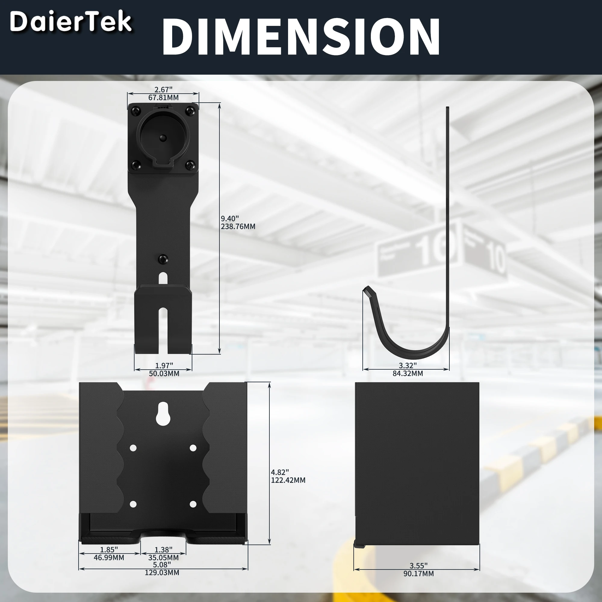 Ev Oplader Houder Muur Mount Kit Ev Oplader Holster Dock Voor Sae J1772 Connector J-Haak Ev Oplader Kabelhouder Ev Oplaaddoos