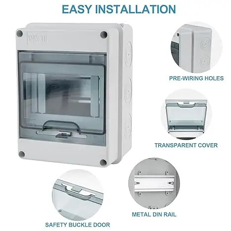 IP66 Waterproof Distribution Box, Household Exposed-Mounted Strong Current Box, Leakage-Proof Indoor/Outdoor Circuit Box, Plasti