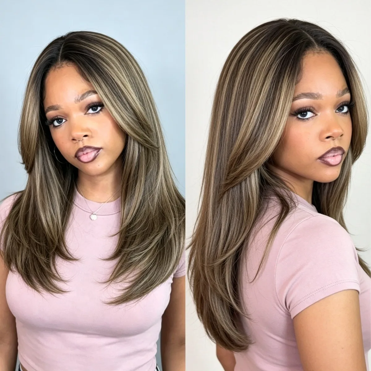 Straight Layered Synthetic Wigs 20 Inch Ash Blonde Dark Roots Machine Crafted Heat Resistant Fiber Beginner Friendly Ladies Dail