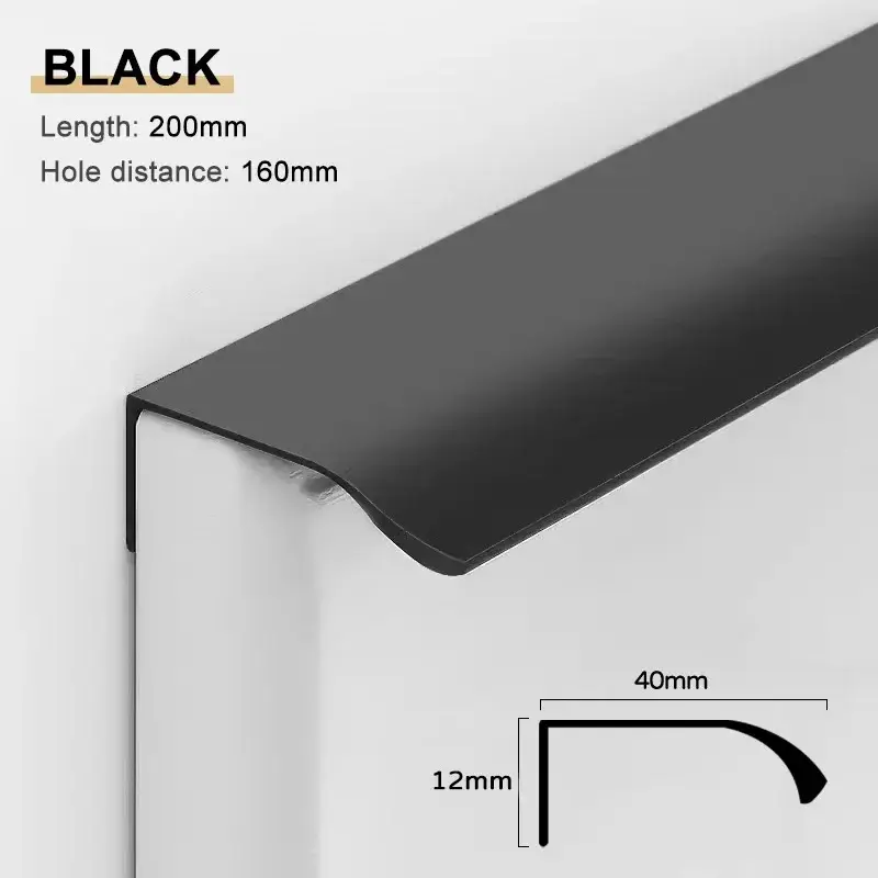 Gold Black Hidden Handles Long Kitchen Cabinet Pulls Drawer Knobs Aluminum Alloy Furniture Handles Cupboard Pulls Wardrobe Pulls - Image 10