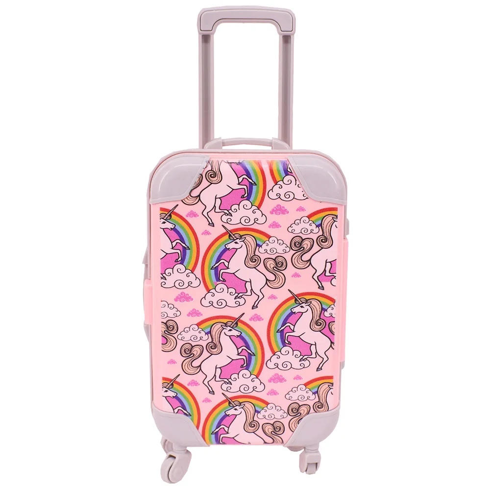 Mini Luggage Doll Accessories Suitcase Cute Anime Printing Unicorn/Cat For 30Cm Duck lalafanfan/18 inch Girl\'s/Paola Reina dolls