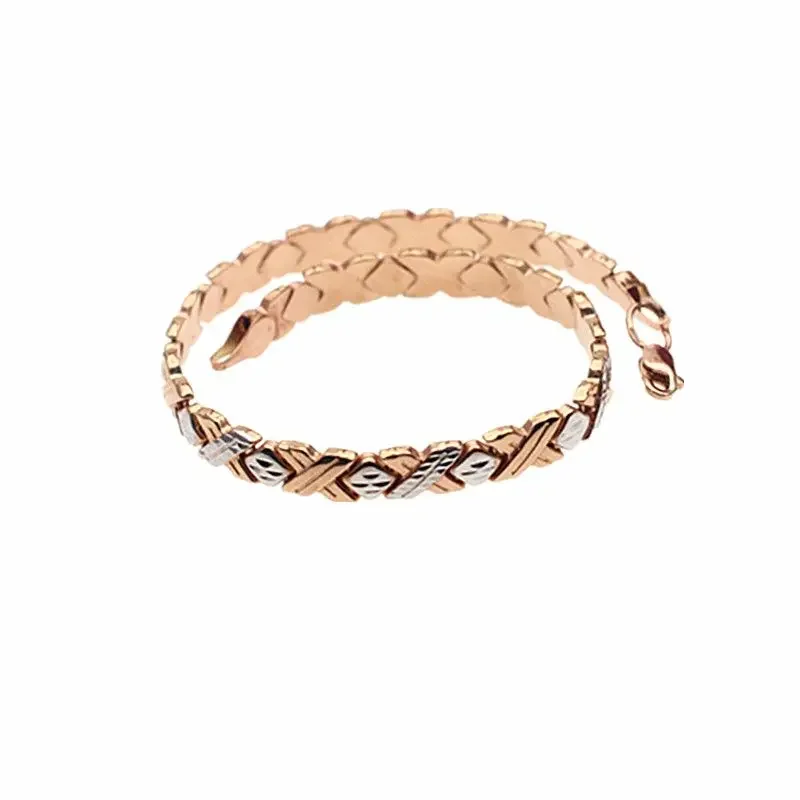 Creative 585 Rose Gold Bracelet for Women Plated 14K Rose Gold Fashion Wide Edition New in Light Luxury Bangles Banquet Jewelry