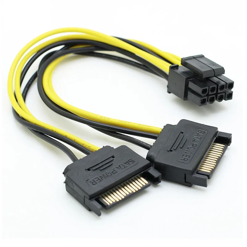 Adaptateur d'Alimentation pour Carte Graphique Touristique, Câble de 20cm, 15 à 8 Broches, PCIE SATA, pour Minage de Bitcoin