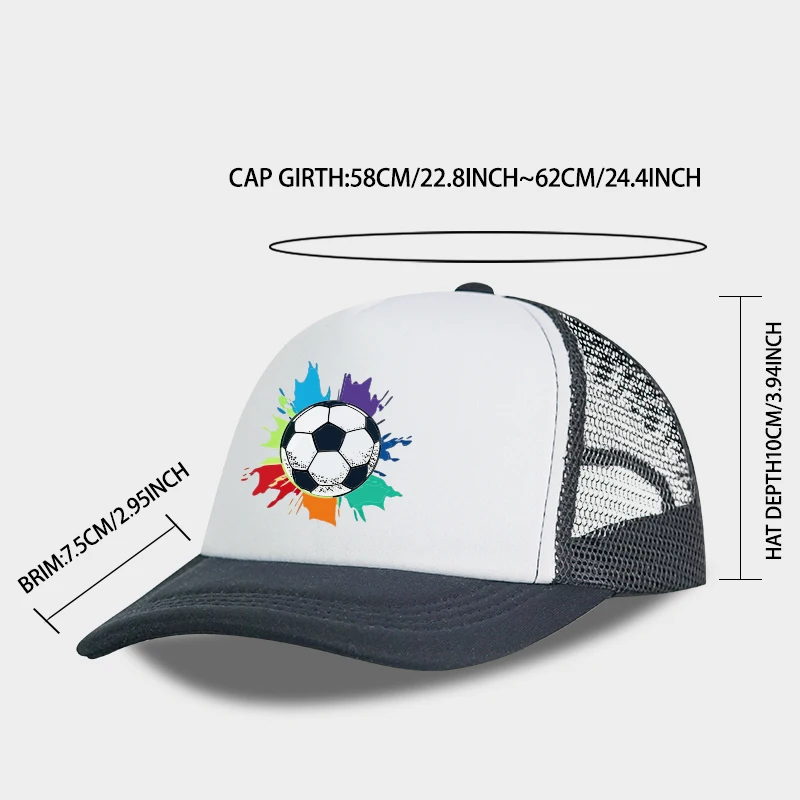 Colorful Soccer Splash Print Sponge Mesh Cap - Adjustable Unisex Casual Mesh Cap for Soccer Fans and Sports Enthusiasts