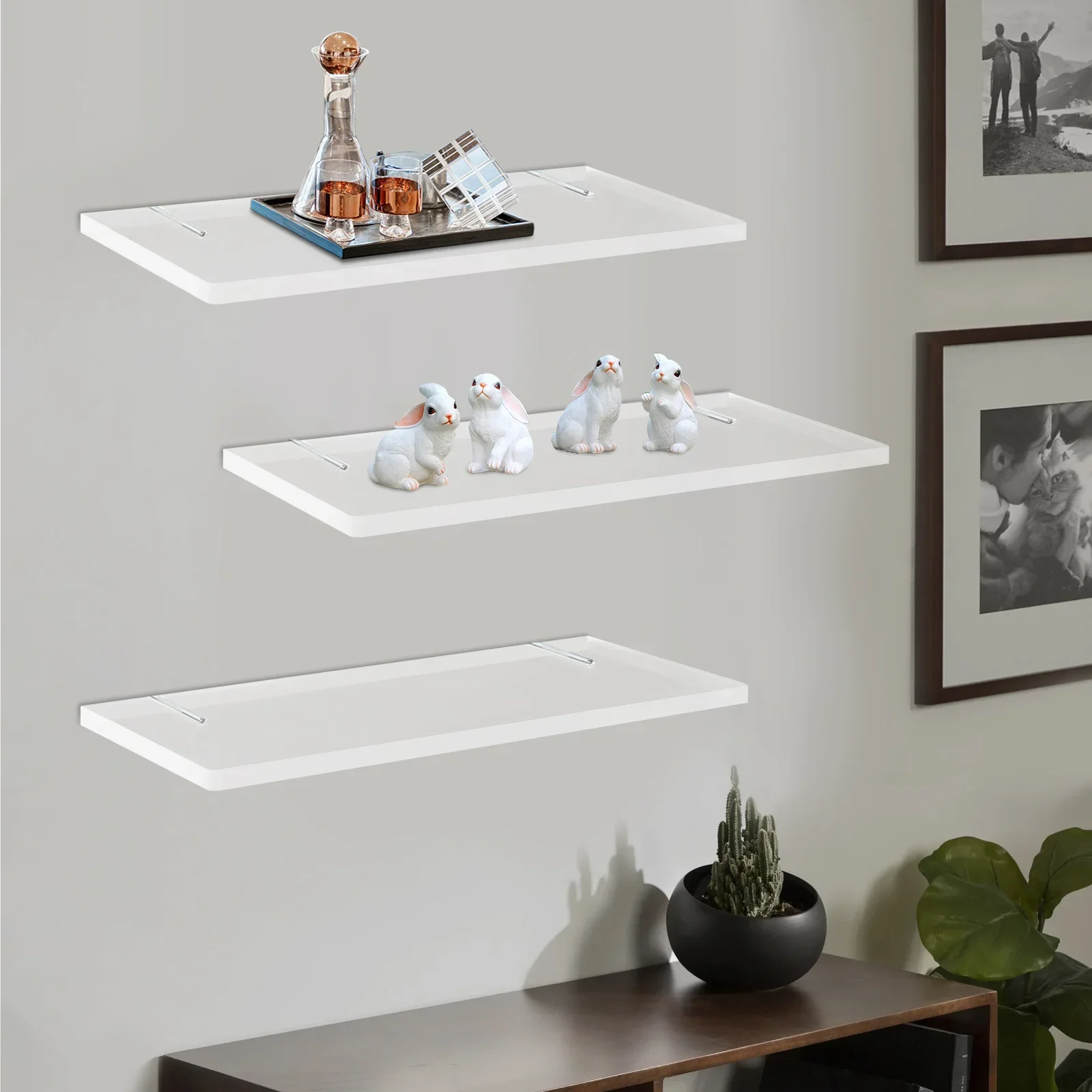 

Acrylic Floating Shelves, Wall-Mounted Acrylic Shelves, 3 Pcs Clear Acrylic Shelves