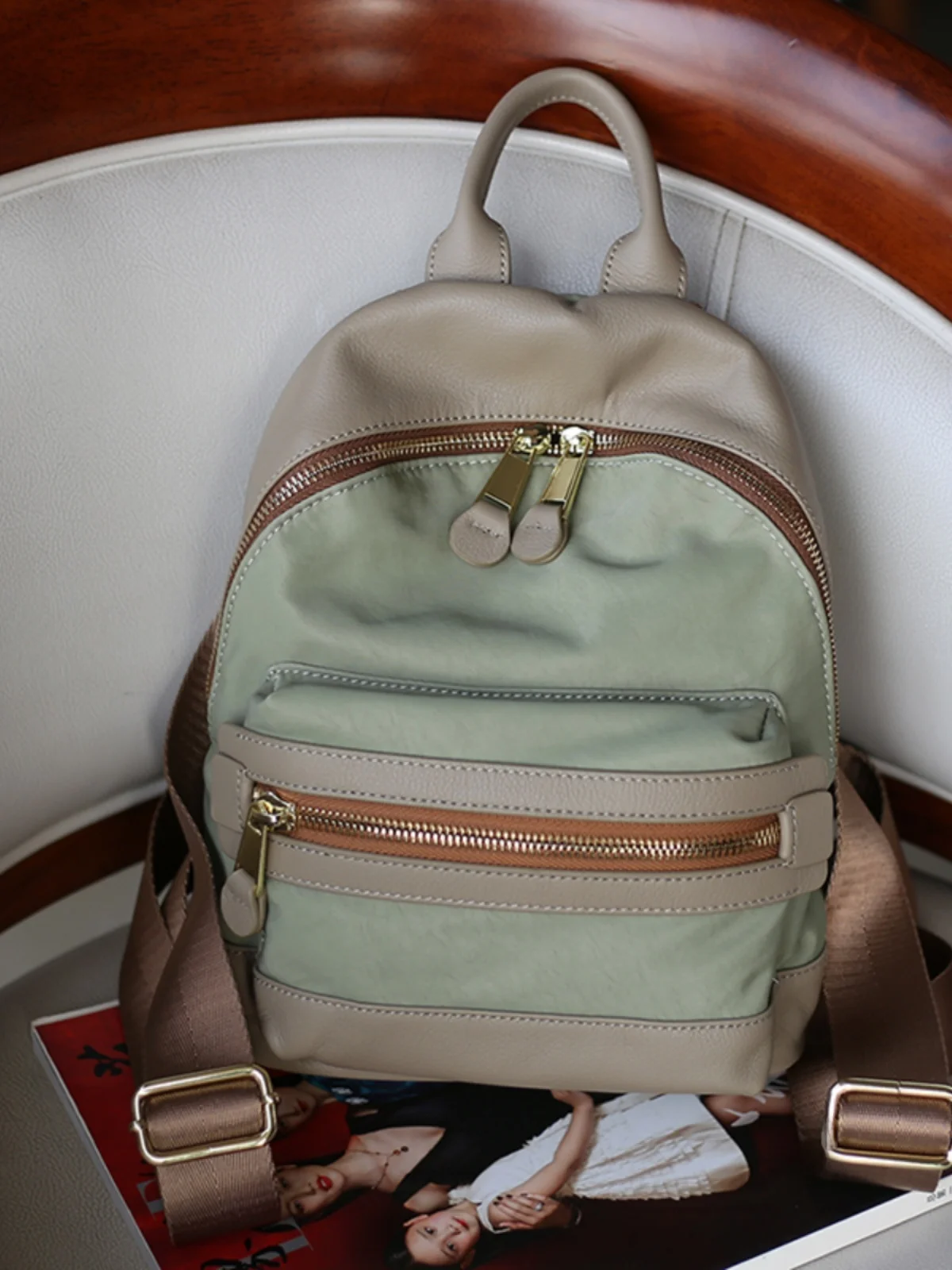 

Sli Versatile Nylon Bapa Women's Travel Bag Casual Daypa oulder Bag Handbag Soft Leather Top Layer Cowhide Bag