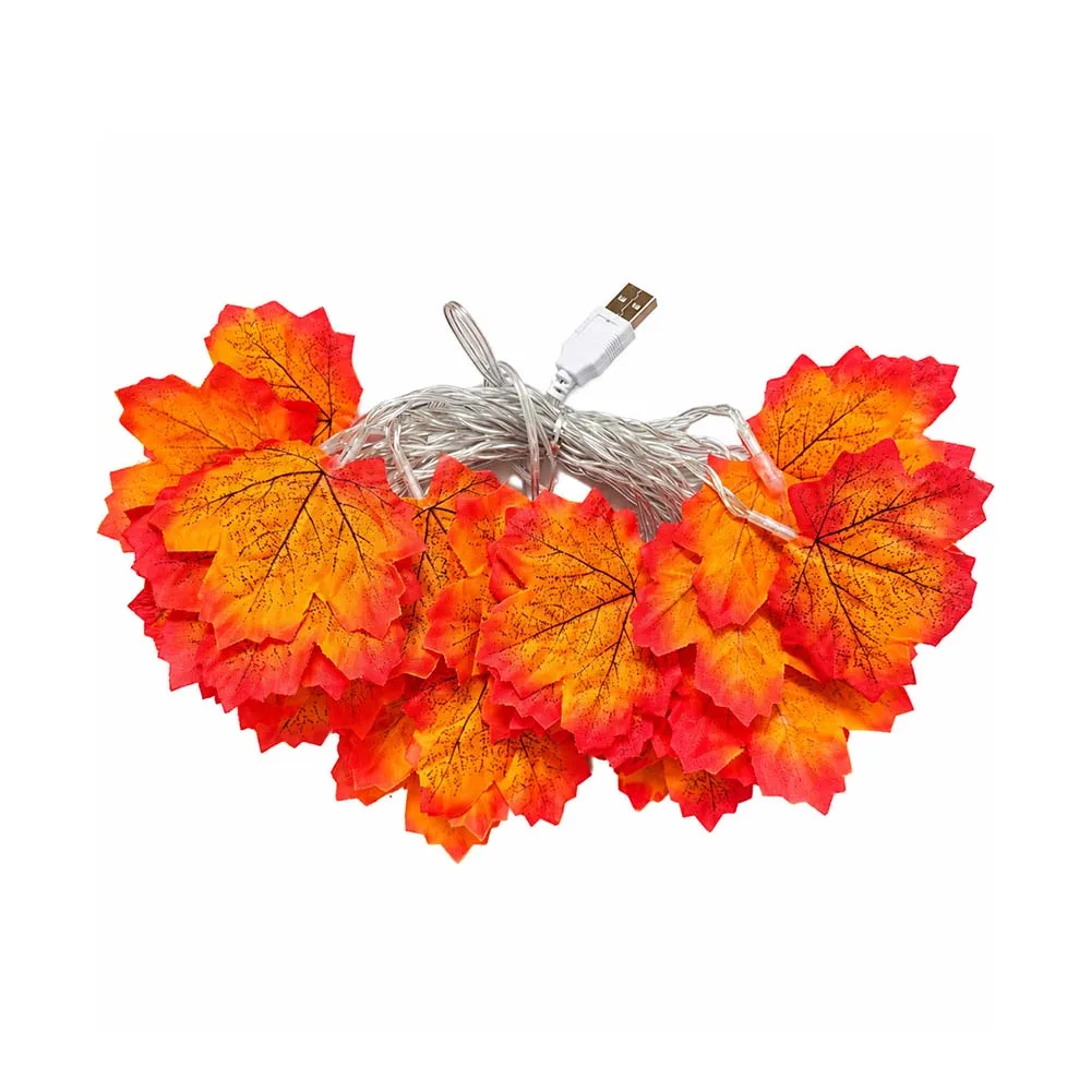 2/3/6M Halloween-LED-Lichterkette, künstliche Ahornblatt-Laternengirlande, Halloween-Weihnachtsdekoration zum Erntedankfest