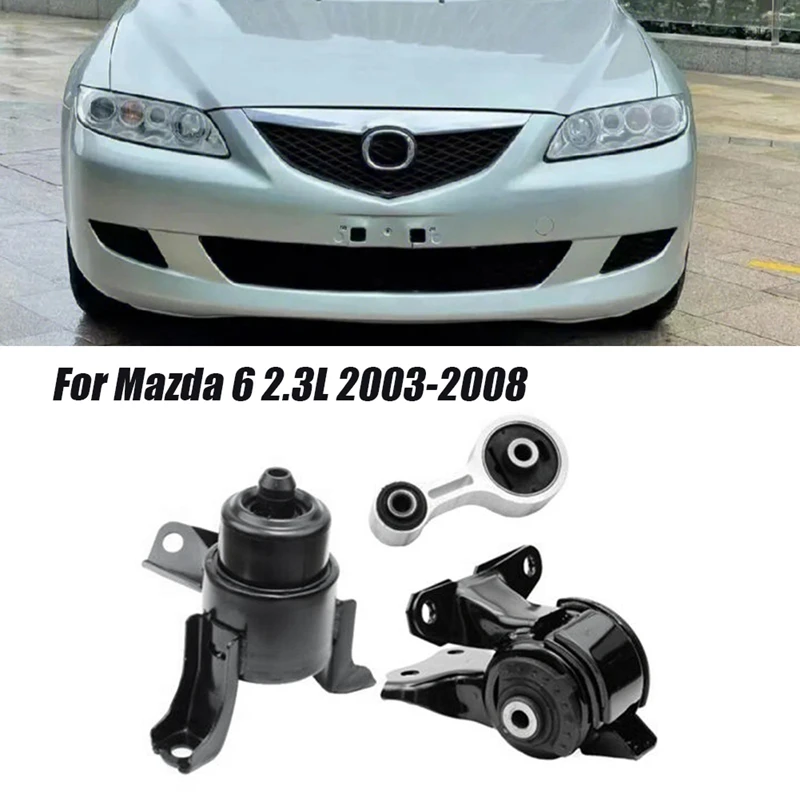 

3Pcs Engine Motor Bracket Torque Strut Mount Set GJ6A-39-070 For Mazda 6 2.3L 2003-2008 GJ6A-39-060 GJ6A-39-040 GP3453RT