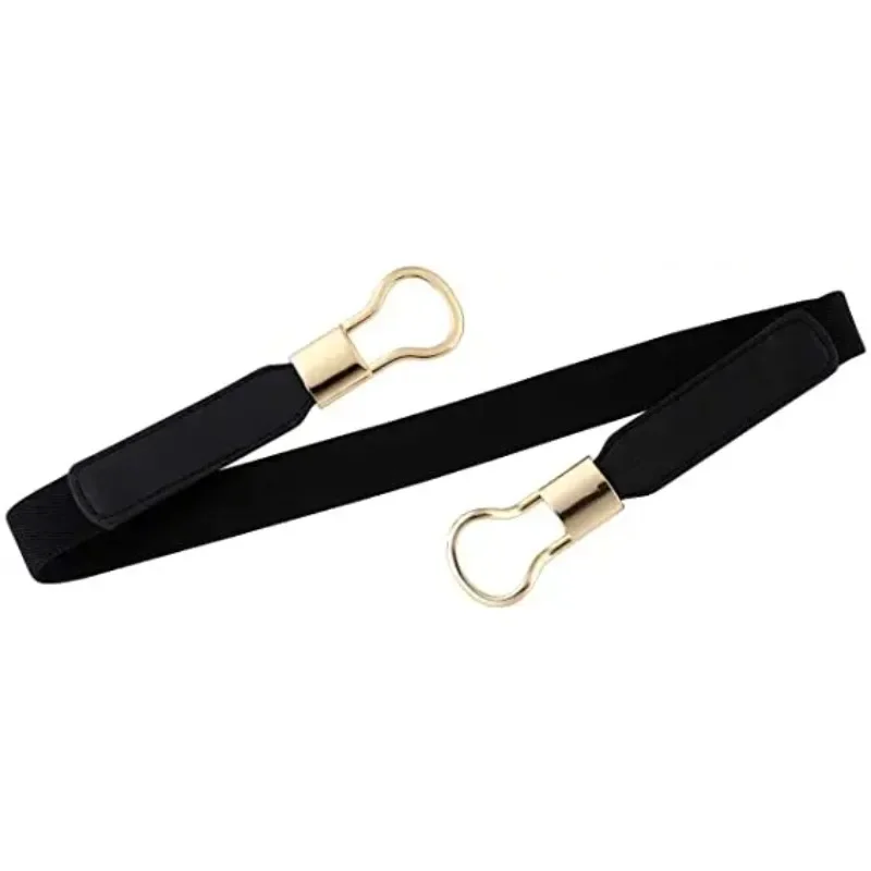 New Fashion Women's Belt Elastic Waistband Gold Circle Buckle Versatile Belts Red Thin Cummerbund Strap Decorative Accessories