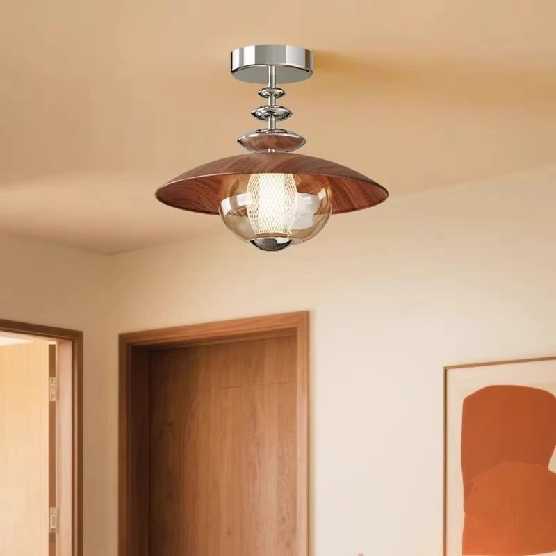 

French Vintage Style Balcony Corridor Entrance Ceiling Light Designer Artistic Creative Rotundity Glass Bedroom Indoor Fixtures