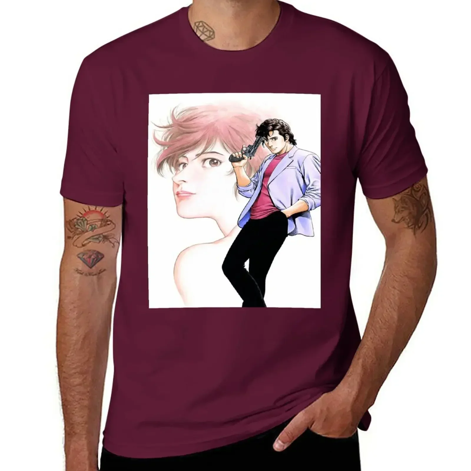 City Hunter Nicky Larson Ryo Saeba & Kaori TShirt Blouse funnys t shirts for men cotton mens designer clothes new in tops & tees